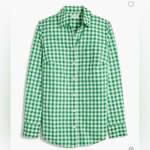 J. Crew Green Gingham Lightweight Cotton Shirt L